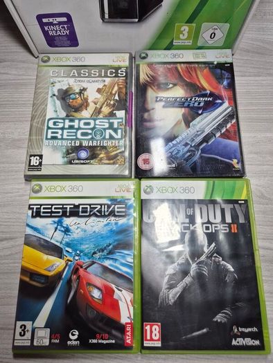 Boxed Xbox 360 Slim 250GB Console Bundle - Official Wireless Controller 4 Games