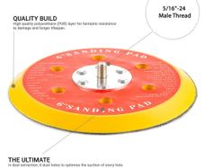 Glass Polish 12715 - 150mm ( 6") Dual Action Backing Pad 5/16"-24 - 6 holes - high profile