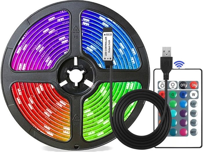 NEW SALE | USB Powered LED Strip Lights, 24 Keys Remote RGB 5050 Flexible LED Lights,16 Colors for Decoration