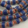 Antique Venetian Style Blue Chevron Glass Beads Necklace Strand Image 3