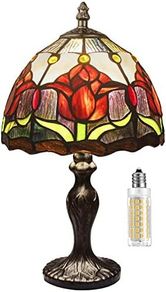 Table Lamp Stained Glass Table Light, Handmade Desk Bedside Table Night Lamp, Antique Art Craft Gifts Lover Kid Living Room Bedroom Study Bookcase Desk Ligh
