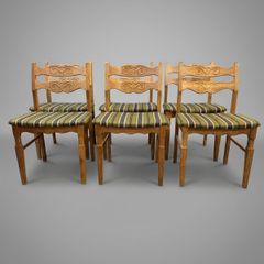 Rare Set of 6 Mid-Century Modern Oak Dining Chairs by Henning Kaernulf for EG-Mobel, 1970s