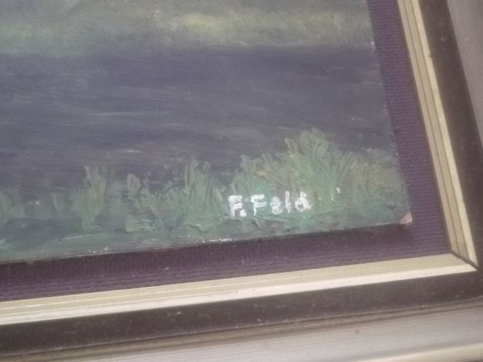 a large oil painting on board castle ruins by dublin artist frank feld