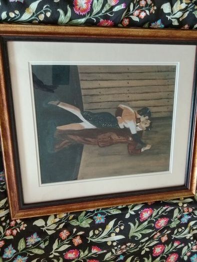 Tango Dancers, original pastel and oil painting by Argentinian artist