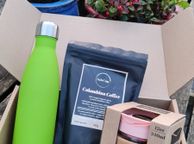 main image for ad SoleCup Gift Set - Pink Travel Mug, Columbian Coffee and Green Bottle