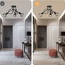 3 Way Ceiling Light Chandelier Semi-Flush Mount E14 Base Black Metal Caged 3 Lights Ceiling Light Fixture for Bedroom Living Dining Room Hallway (FREE SHIPPING) Image 3