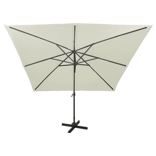 Cantilever Umbrella with Pole and LED Lights Sand 300 cm