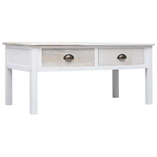 Coffee Table White and Natural 100x50x45 cm Wood