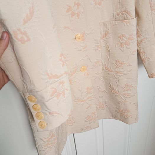 Dunnes Orange Pink Nude Floral Jacquard Long Coat 10UK/38EU