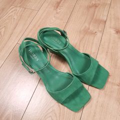 Hobbs London Emerald Green Suede Strappy Ankle Buckle Wedge Heels 41EU