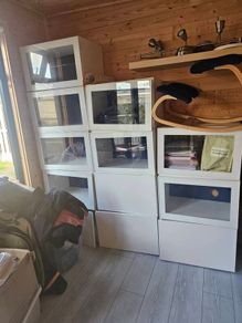 12 Besta Cabinets white gloss/glass