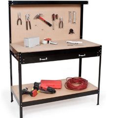 Solid stand Workbench  steel toolbox Storage Pegboard Drawer Table