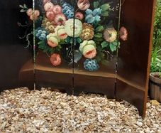 Antique 4 Panel hand painted lacquer wooden folding divider screen