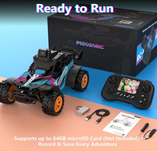 RC Car with Camera, RC Truck, Remote Control Car, 2.4GHz 2.8 Screen, 60 Adjustable Camera, Live Video