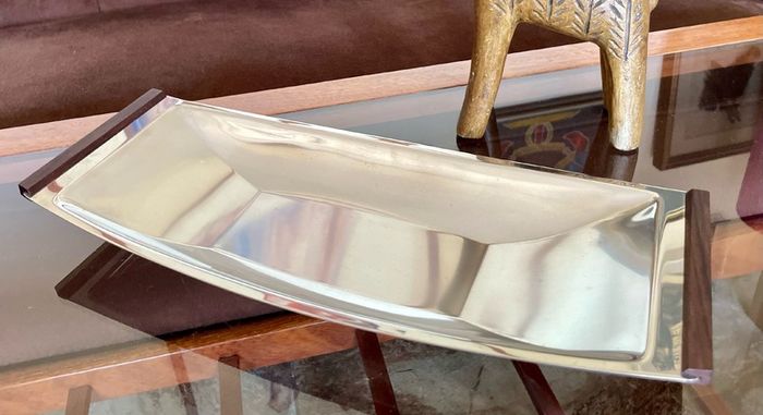 Mid Century Modern Stainless Steel Canoe Tray Danish Lundtofte DKF 1960s