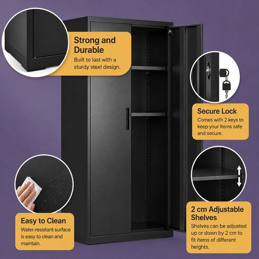 Multi purpose storage cabinet (Matt black) - FREE DELIVERY