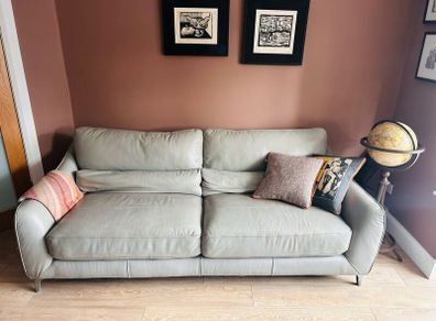 Ez Living Silver grey leather 3 seater/armchair