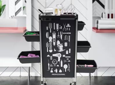 Professional Hairdressing Salon Trolley  5 Drawer Rolling Cart with Accessories