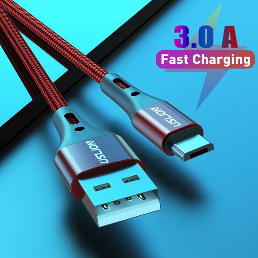 USLION Micro USB Fast Charging QC 3.0-2.0 2A (3M) & Data Sync Nylon Braided Cable (Brand New/Warranty)