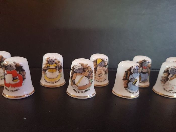 Collection of Thimbles Animals doing Household Chores