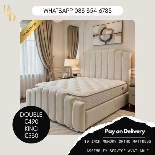 Double Bed Fabric Cream