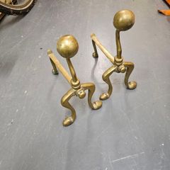 antique brass fire dogs