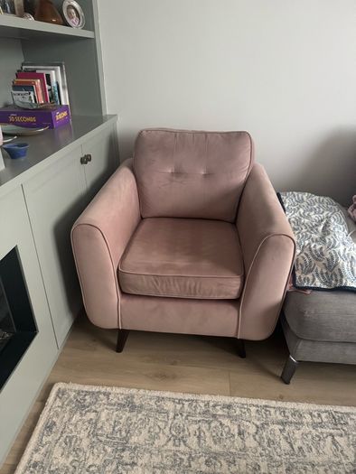 Pink velvet armchair