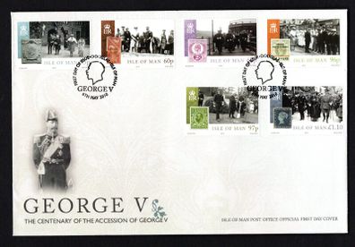 2010 Isle of Man Centenary of Accession of King George V Commemorative Stamps First Day Cover (FDC)