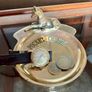 Vintage "Pocket Change" Embossed Brass Coin Trinket Valet Dish Desk Tray Money Pin Dish Image 9