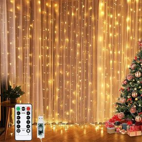 FREE EXPRESS SHIPPING LED Window Curtain Fairy Twinkle Lights, 3mx3m 300leds USB Operated 8 Modes Icicle String Lights with Remote & Timer for Indoor Xmas Party Home Garden Decoration