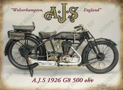 A J S motorcycle tin metal sign AJS classic bike sign