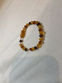 UnpolishedTri-color baroque beads amber teething anklet / bracelet