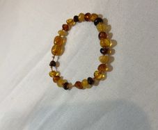 UnpolishedTri-color baroque beads amber teething anklet / bracelet