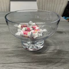 Glass Pedestal Bowl With Decorative Air Bubble  17cm x 12cm