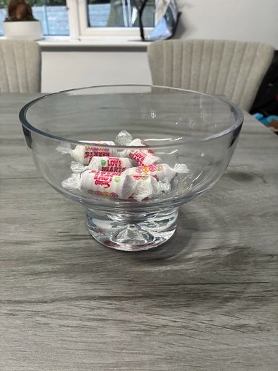 Glass Pedestal Bowl With Decorative Air Bubble  17cm x 12cm