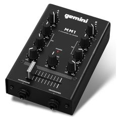 Gemini MM1 2-Channel Compact Pocket Sized DJ Mixer (Black)