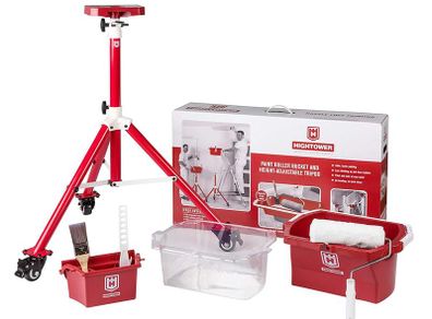 Hightower Tripod Painting System is a Height Adjustable & Mobile Tripod with Roller Paint Bucket