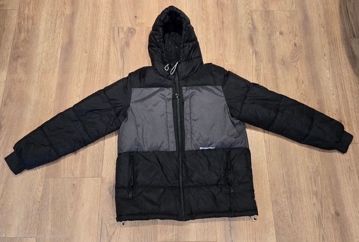 Bershka Mens Two Tone Hooded Puffer Jacket M Black & Grey