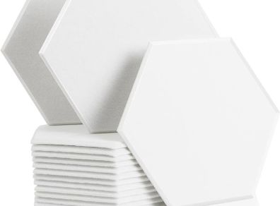NEW SALE | High Density Hexagon Acoustic Panels,Acoustic Foam Panels 30 x 26 x1 cm Beveled Edge Tiles Sound Proof