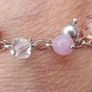 Vintage Sterling Silver Rose Quartz Pearl And Faceted Glass Pink Tassel Toggle Bracelet (L8" - 13,80g) Image 8