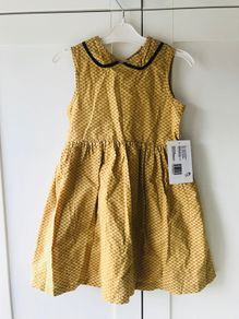 Brand new with tags mustard Orla kiely style ditsy flower pattern vintage style mamas & papas tea dress age 2-3
