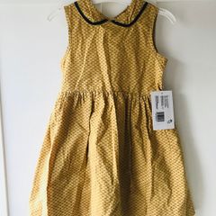 Brand new with tags mustard Orla kiely style ditsy flower pattern vintage style mamas & papas tea dress age 2-3