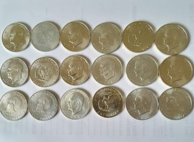 Lot A of 6 ,Eisenhower 40% Silver Dollars
