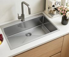 85cm Kitchen Top Mount Single Bowl Sinks, Stainless Steel