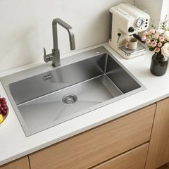 85cm Kitchen Top Mount Single Bowl Sinks, Stainless Steel