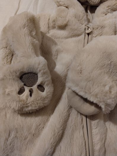 fluffy Cosy Hooded pramsuit all in one