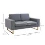 2 Seater Sofas for Living Room, Fabric Couch, Love Seat with Cushions and Steel Legs Image 3
