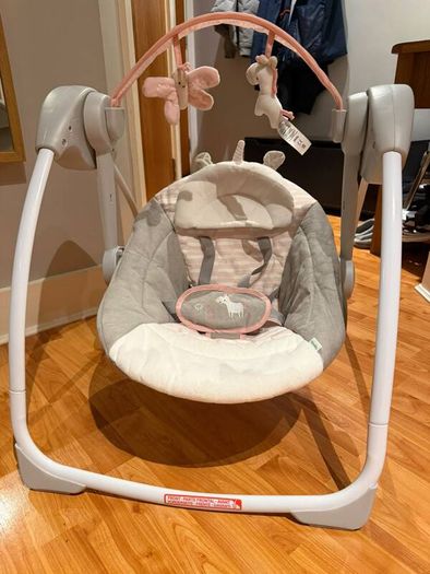 Baby Swing Grey & Pink, Excellent Condition