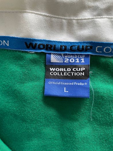 Men's Rugby World Cup 2011 Jersey Green Heavy Cotton - Size L - Long Sleeve