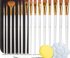 Artist Paintbrush Set of 18 Different Shapes with Palette,1 Pallete Knife,1 Sponge,Painting Brushes Kit with Organizing Case for Acrylic Oil Watercolor Gouache for Beginners Professionals